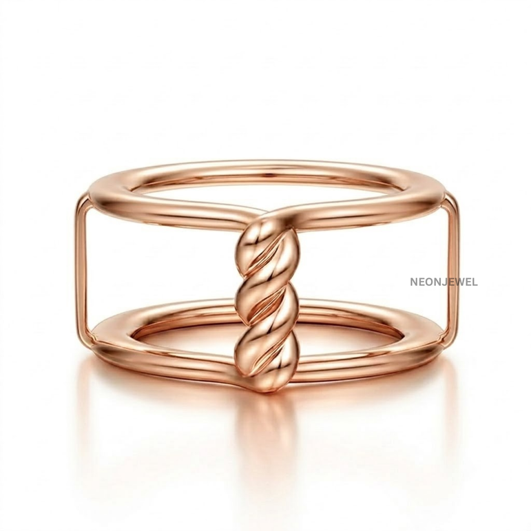 Gold Twisted Rope Cover for Oura Ring, Smooth Double Band Smart Ring Protector