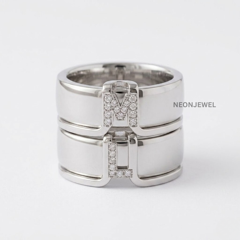 Custom Initial Smart Ring Cover Jacket for Oura Ring Gen 5 • 14k Gold Diamond Letter Monogram Oura Guard • Personalized Tech Jewelry Ring Enhancer