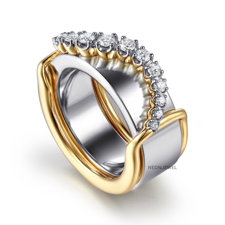 Luxury Wave Smart Ring Guard – Crystal Encrusted Statement Ring Cover Overlay