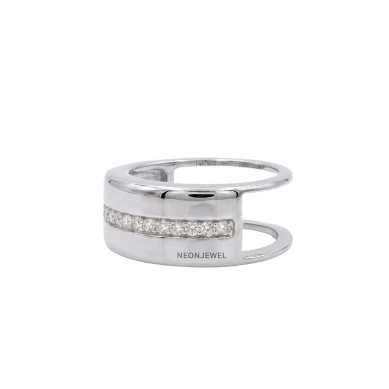 Minimalist Open-Band Oura Ring Cover | Gold Plated Smart Ring Protector with Single Row Crystal Accent