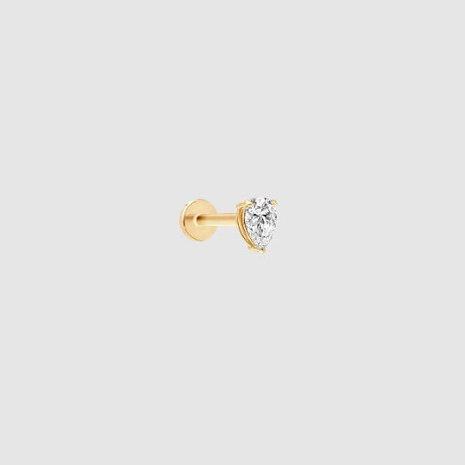 Pear Diamond Stud Earrings 14k 18k Real Solid Gold Prong Set Lab Grown Diamond Dainty Minimalist Everyday Wear Single Diamond Stud Earring