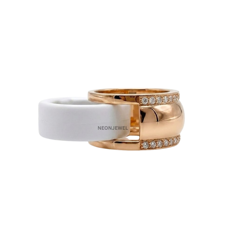 Contoured Gold Oura Ring Cover | Luxury Dual-Row Pavé Crystal Smart Ring Protector