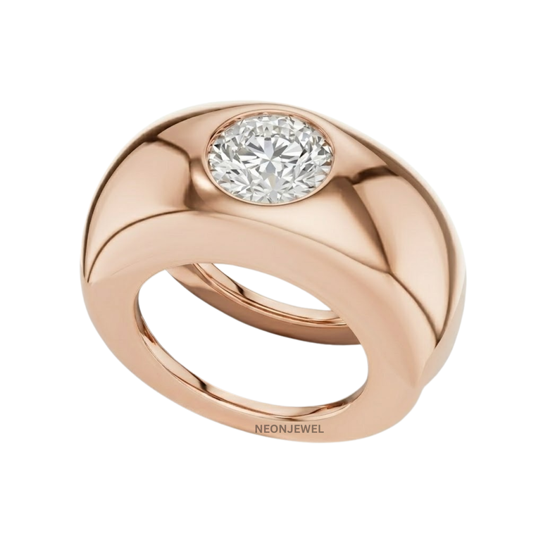 Chunky Gold Dome Oura Ring Cover | Bezel Set Solitaire Crystal Smart Ring Shield | Bold Statement Smart Tech Jewelry Protector