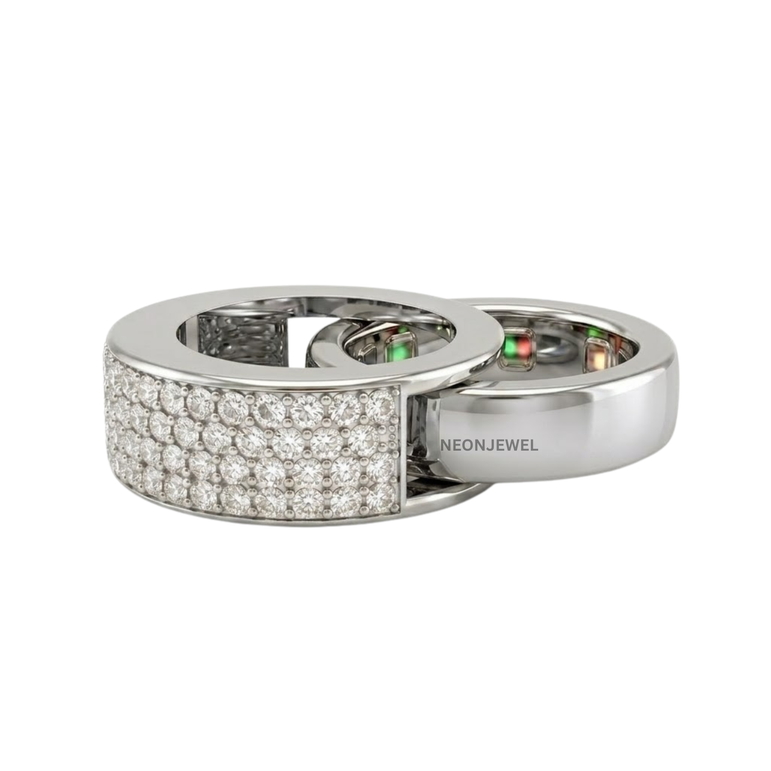 Luxury Full Pavé Oura Ring Cover | 4-Row Crystal Eternity Smart Ring Shield | High-Bling Diamond Smart Tech Jewelry Protector