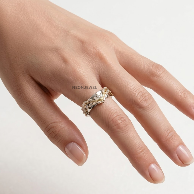 Luxury Marquise Ring Cover • Gold Vine Smart Ring Enhancer Jacket • Vintage Crown Ring Guard