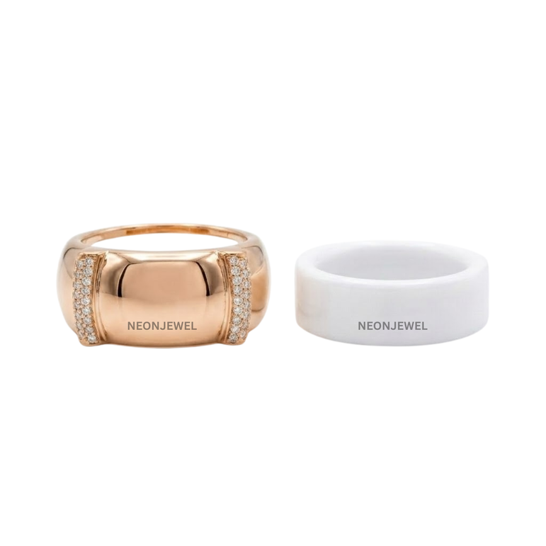 Open-Design Gold Oura Ring 4, 5 Cover | Luxury Diamond-Accented Smart Ring Guard