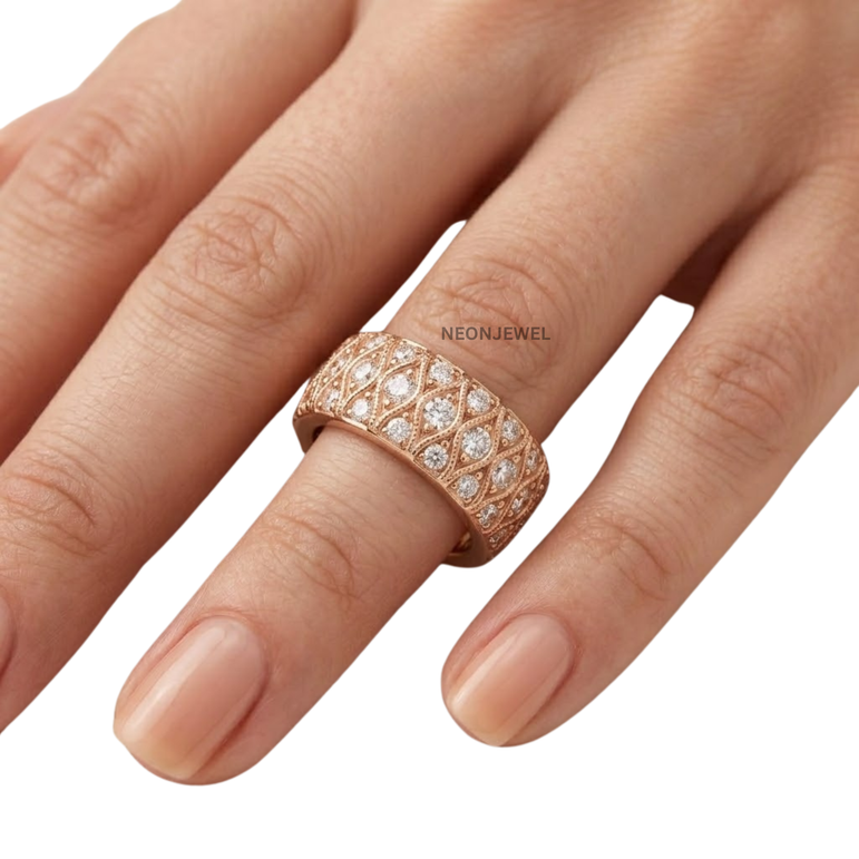 Vintage Woven Lattice Oura Ring Cover | Rose Gold Crystal Smart Ring Protector | Antique Milgrain Pattern Smart Tech Jewelry