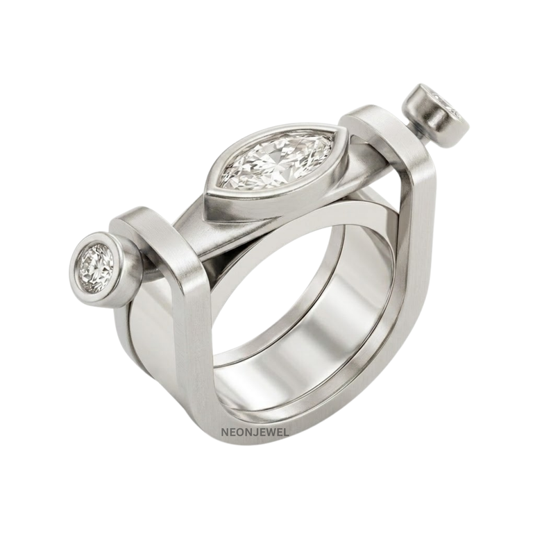 Gold Marquise Diamond Oura Ring Cover | Luxury Smart Ring Protector | 14K Gold Plated Crystal Oura Ring Jacket