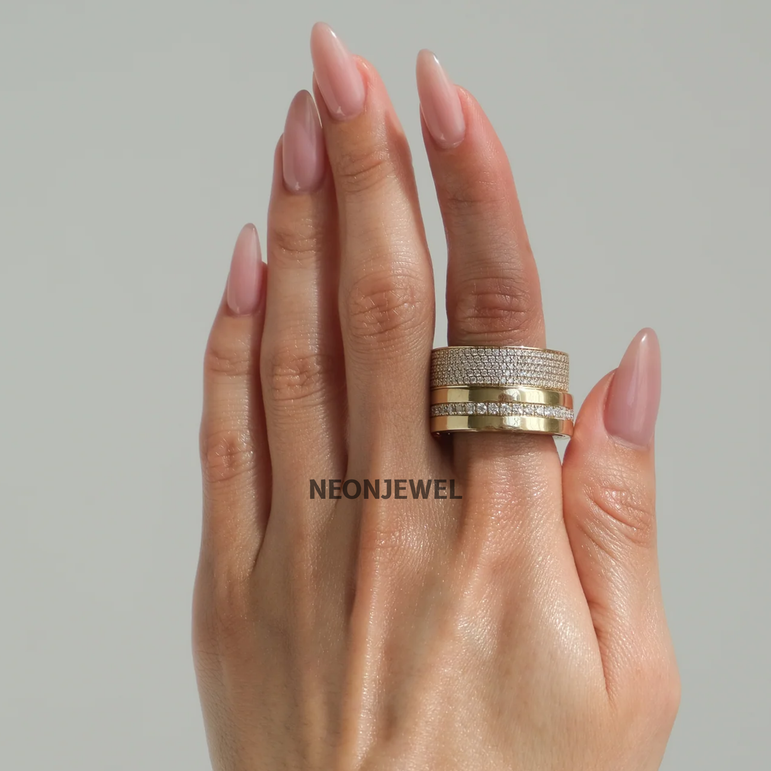 Moissanite Gold Band for Oura Ring Minimalist Luxury Smart Jewelry Accessory Wedding Gift