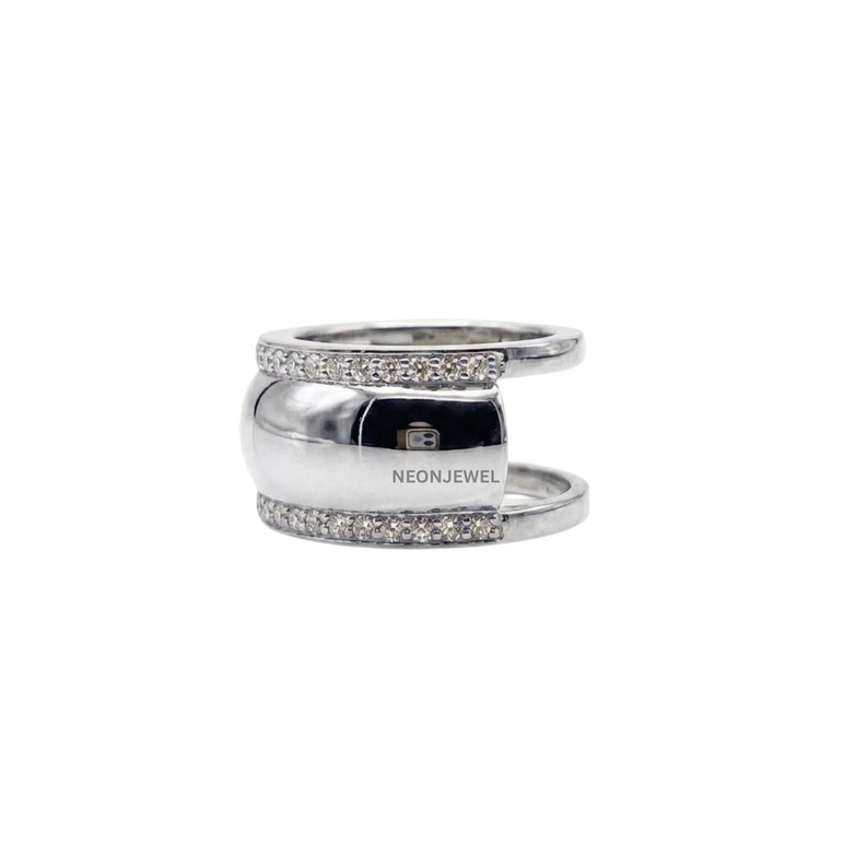 Contoured Gold Oura Ring Cover | Luxury Dual-Row Pavé Crystal Smart Ring Protector