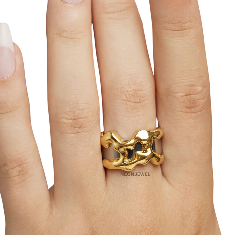 Abstract Open-Work Gold Oura Ring 5 Accessory