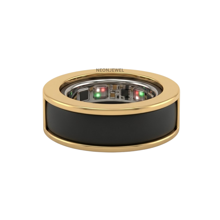 The "Sweetheart" Oura Ring Cover 4, 5 – Satin Gold with Pavé Hearts & Crystals