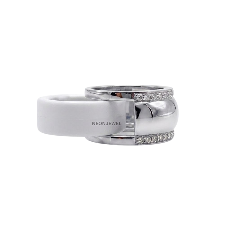 Contoured Gold Oura Ring Cover | Luxury Dual-Row Pavé Crystal Smart Ring Protector