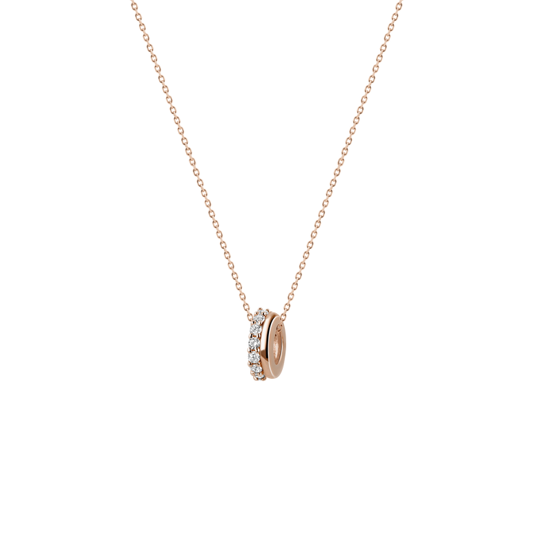 Diamond Bead Charm Necklace Pave Diamond Rondels Pendant Sparkling Lab Grown Diamond Minimalist Everyday Charm Necklace