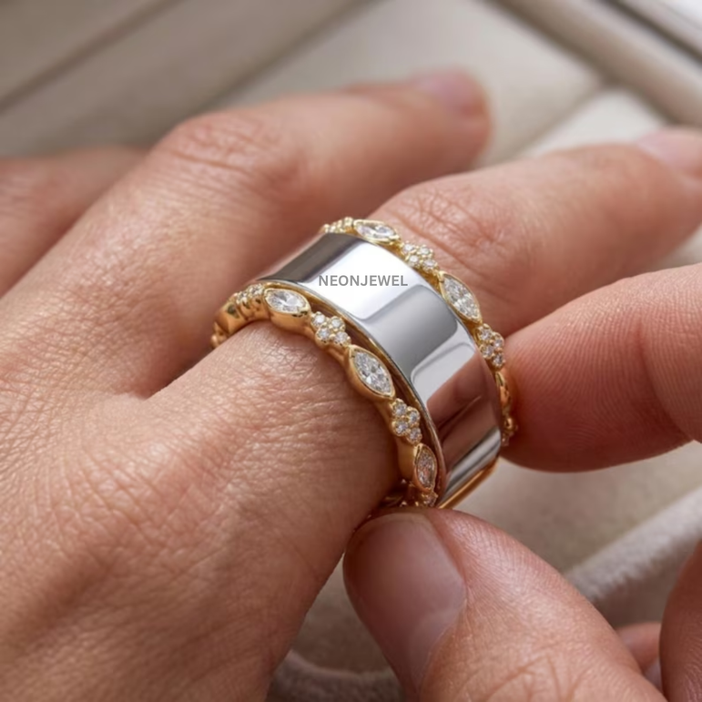 Vintage-Inspired Marquise Crystal Oura Ring Cover | Floral & Leaf Accent Smart Ring Enhancer Set