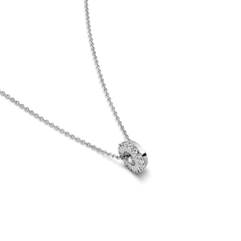 Diamond Bead Charm Necklace Pave Diamond Rondels Pendant Sparkling Lab Grown Diamond Minimalist Everyday Charm Necklace