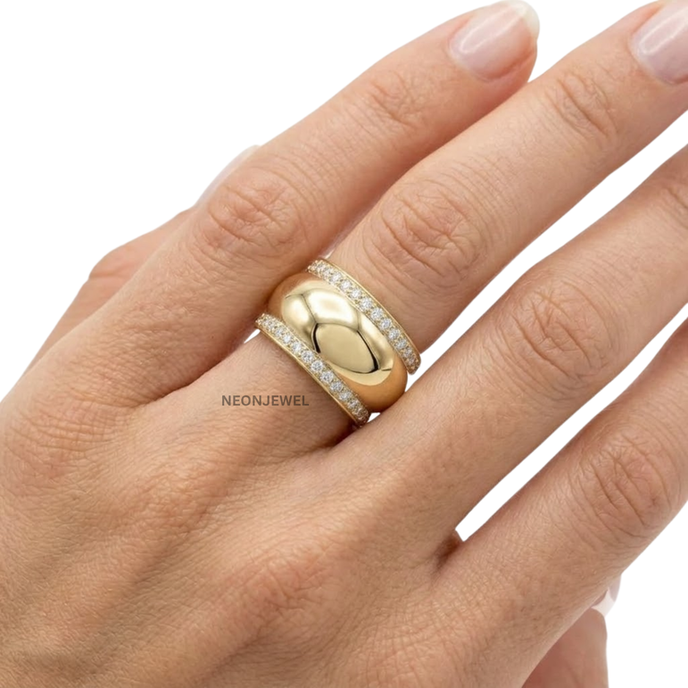 Contoured Gold Oura Ring Cover | Luxury Dual-Row Pavé Crystal Smart Ring Protector