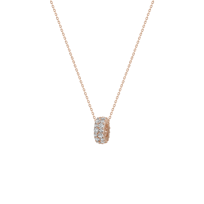 Pave Diamond Rondels Bead Pendant Necklace Sparkling Lab Grown Diamond Minimalist Solitaire Everyday Wear Charm Necklace