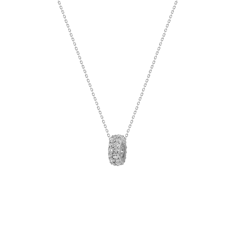 Pave Diamond Rondels Bead Pendant Necklace Sparkling Lab Grown Diamond Minimalist Solitaire Everyday Wear Charm Necklace