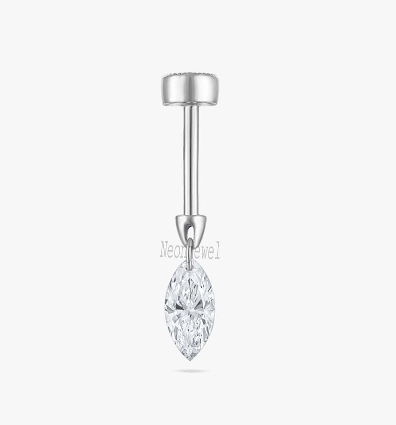 Sabras Floating Marquise Diamond Drape Helix Threaded Stud Piercing