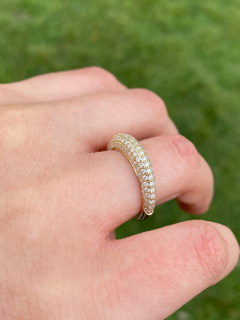 Dainty Round Moissanite Wedding Band Unique Stacking Ring