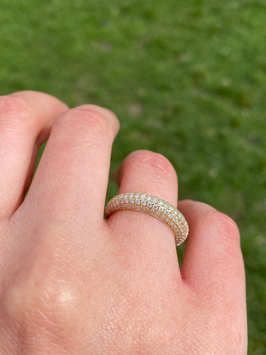 Dainty Round Moissanite Wedding Band Unique Stacking Ring