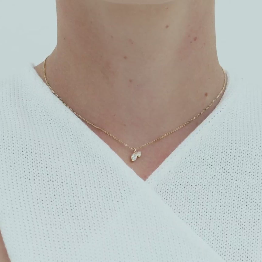 Diamond Leaf Pendant Necklace Everyday 14k Gold Bezel Set Charm Necklace Sparkling Marquise Lab Grown Unique Dainty Diamond Pendant