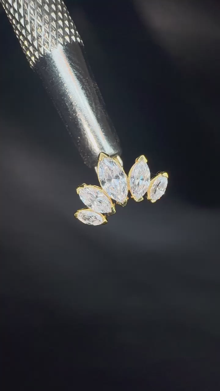 Marquise Diamond Cartilage Earring 14K Gold Marquise Tragus Piercing Gold Stud Earring Diamond Helix Piercing