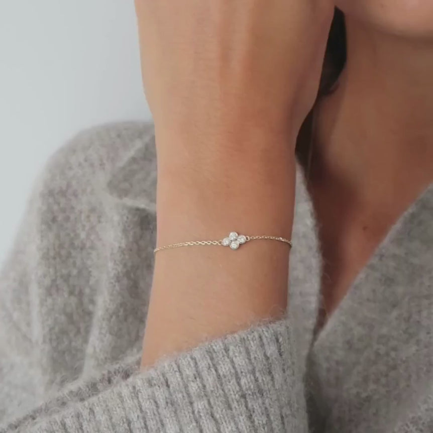 Dainty Diamond Bracelet Pear And Round Cut Lab Grown Diamond Minimalist Layering Everyday Solitaire Chunky Chain Bracelet