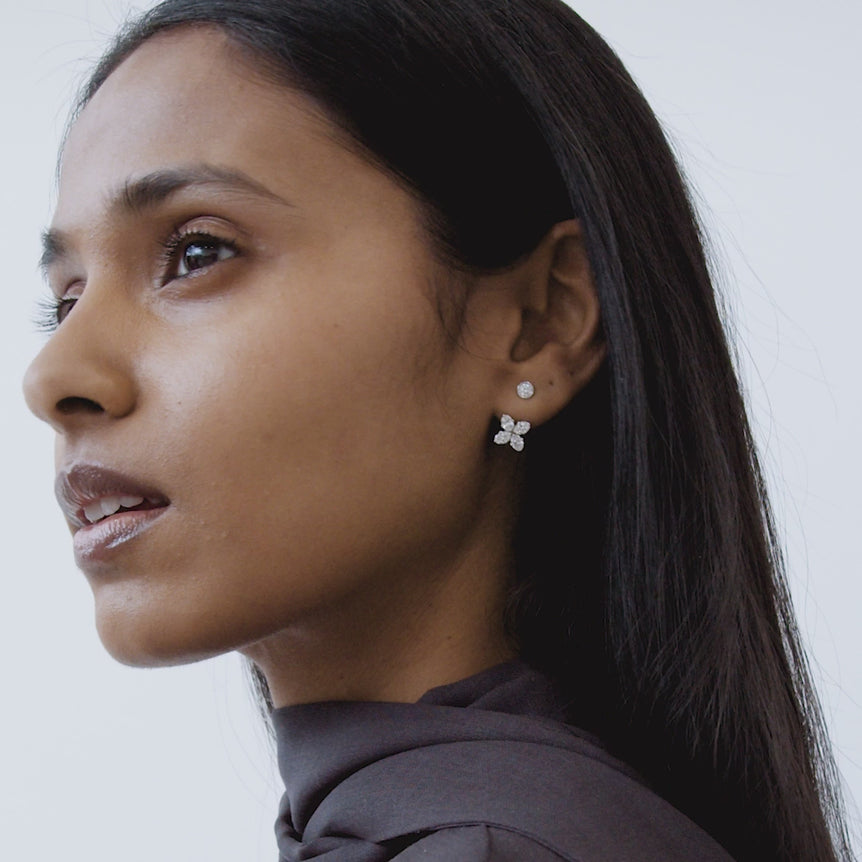 Oval Diamond Ear Jacket 14k Solid Gold Dangle Drop Earring For Stud Sparkling Lab Grown Diamond Earring