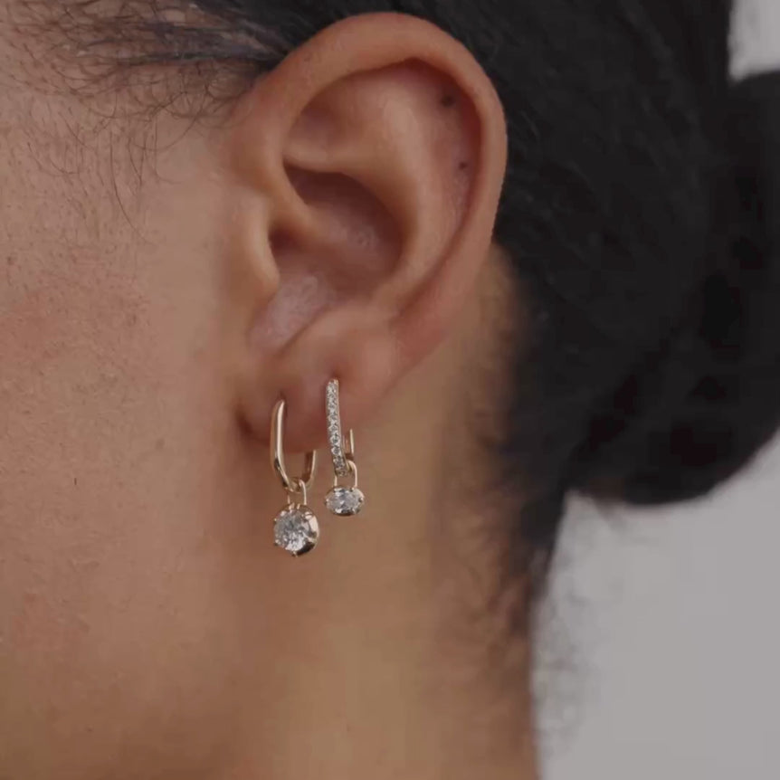 14k Solid Gold Hoop Earrings Minimalist Solitaire Everyday Wear Modern Gold Huggie Hoop Chunky Square Plain Gold Small Huggie Hoop