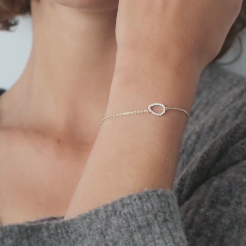 Tear Drop Dainty Diamond Bracelet 14k 18k Real Gold Lab Grown Diamond Minimalist Layering Everyday Delicate Solitaire Chunky Chain Bracelet